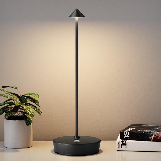 RECHARGEABLE CORDLESS TABLE LAMP PORTABLE POWERED LED BATTERY 6000MAH METAL USB DESK LAMP 3 LEVELS BRIGHTNESS LIGHT FOR RESTAURANTS OUTDOOR BLACK