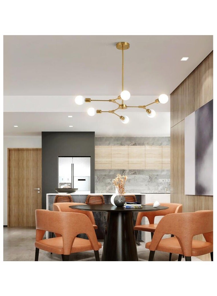 6 head Modern magic bean Metal Hanging Ceiling Lamp chandelier for living room bedroom, gold, without bulbs  - Image 2
