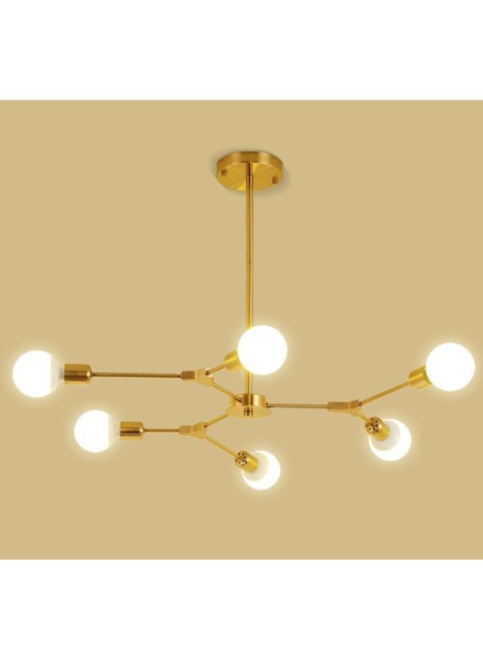 6 head Modern magic bean Metal Hanging Ceiling Lamp chandelier for living room bedroom, gold, without bulbs  - Image 3