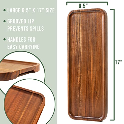 Home Beets Large Solid Acacia Wood Serving Trays (17 x 6.5 inches) Rectangular Wooden Serving Platters for Home Decor, Food, Vegetables, Fruit, Charcuterie, Appetizer Serving Tray, Cheese Board (Set of 3 Plates) - Image 2