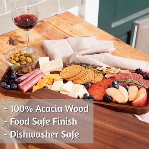Home Beets Large Solid Acacia Wood Serving Trays (17 x 6.5 inches) Rectangular Wooden Serving Platters for Home Decor, Food, Vegetables, Fruit, Charcuterie, Appetizer Serving Tray, Cheese Board (Set of 3 Plates) - Image 3