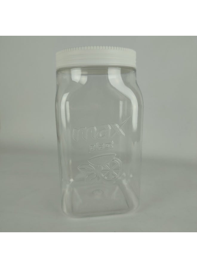 ماكس بلاست 3 قطع من برطمانات البقوليات من ماكس بلاست بلون غطاء أبيض, من البلاستيك الامن و الصحى, خامات عالية الجودة من ماكس بلاست حجم 1400 ملل - Image 2