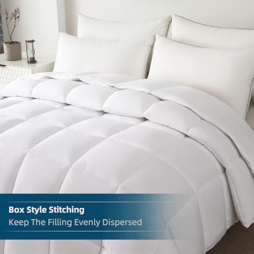 STWIENER Soft Alaskan King Comforter 132"x120" Extra Large Lightweight Quilted Down Alternative All Season Fluffy Breathable Microfiber White - Image 5