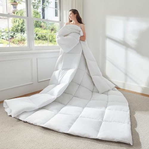 STWIENER Soft Alaskan King Comforter 132"x120" Extra Large Lightweight Quilted Down Alternative All Season Fluffy Breathable Microfiber White - Image 3