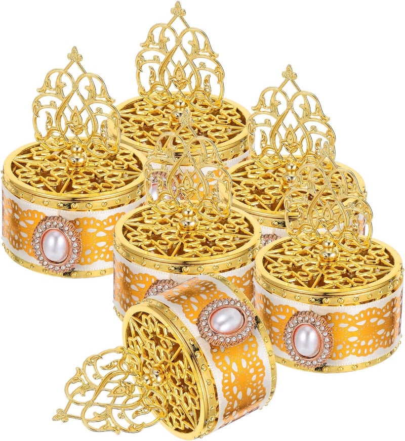 DIYEAH Ramadan Eid Mubarak Candy Boxes 6pcs Plastic Treat Containers Middle East Wedding Favor Storage round Food Boxes for Party and Celebration - Image 1