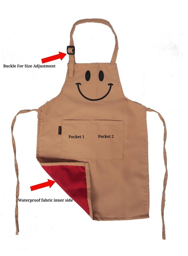 Switchon Polyester Waterproof Adjustable Kids Multi purpose Cooking Apron with a chef cap School Apron - for 6 years to 11 years Proudly made in india (Beige) - Image 4