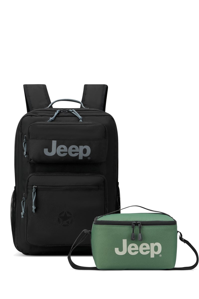 جيب حقيبة ظهر متعددة الاستخدامات مبطنة للابتوب من JEEP مقاومة للماء، مقاس 15.6 بوصة - باللون الأسود، مع حقيبة غداء مجانية - الجيش (أخضر) (طقم من قطعتين) - Image 1