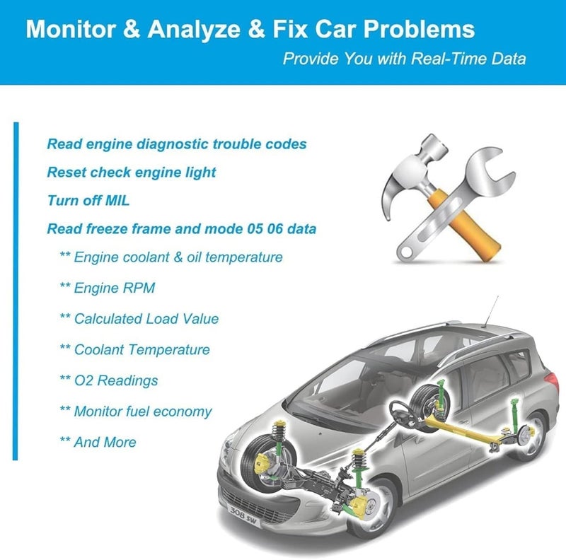 Careflection أداة تشخيص السيارات CareFlection Android Torque ELM 327 2.1v OBD2 بلوتوث لاسلكية بروتوكولات السيارات الذكية قارئ الأكواد أداة تشخيص المركبات لجميع السيارات والدراجات مع دعم الضمان تعمل على iOS و Android و Windows - Image 3