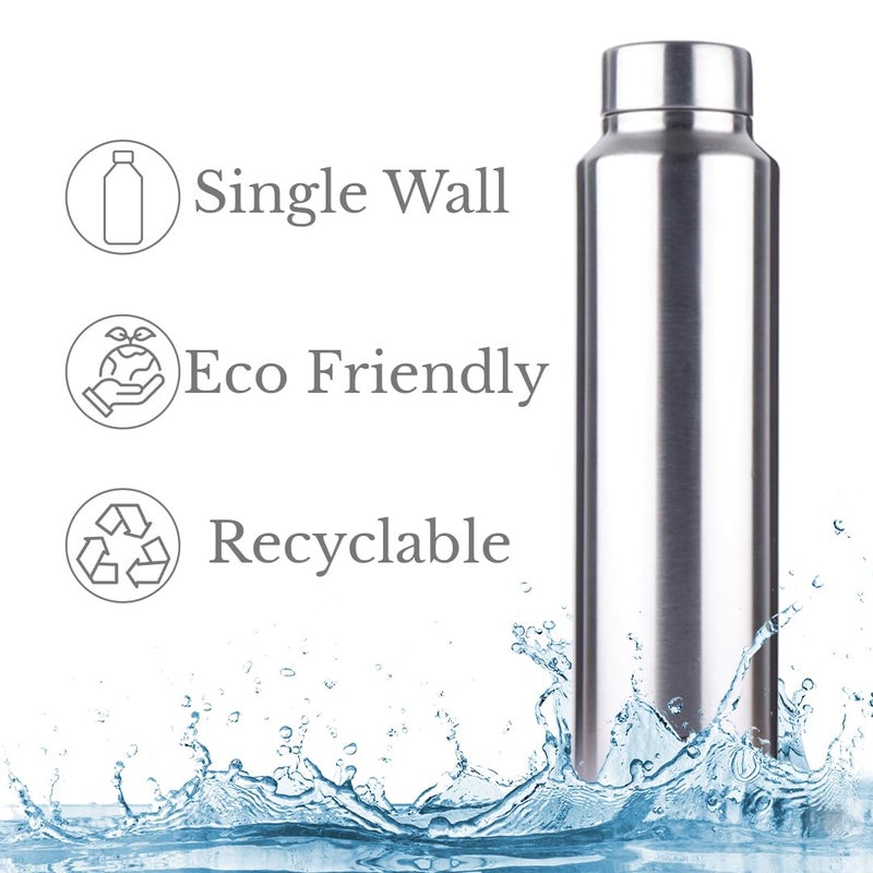 Omichef Aquapro Stainless Steel Single Wall 1000ML Fridge Water Bottle Best For HomeOfficeSchoolGym BPA Free Leak Proof Capacity 1000 ML Pack Of 4 - Image 3
