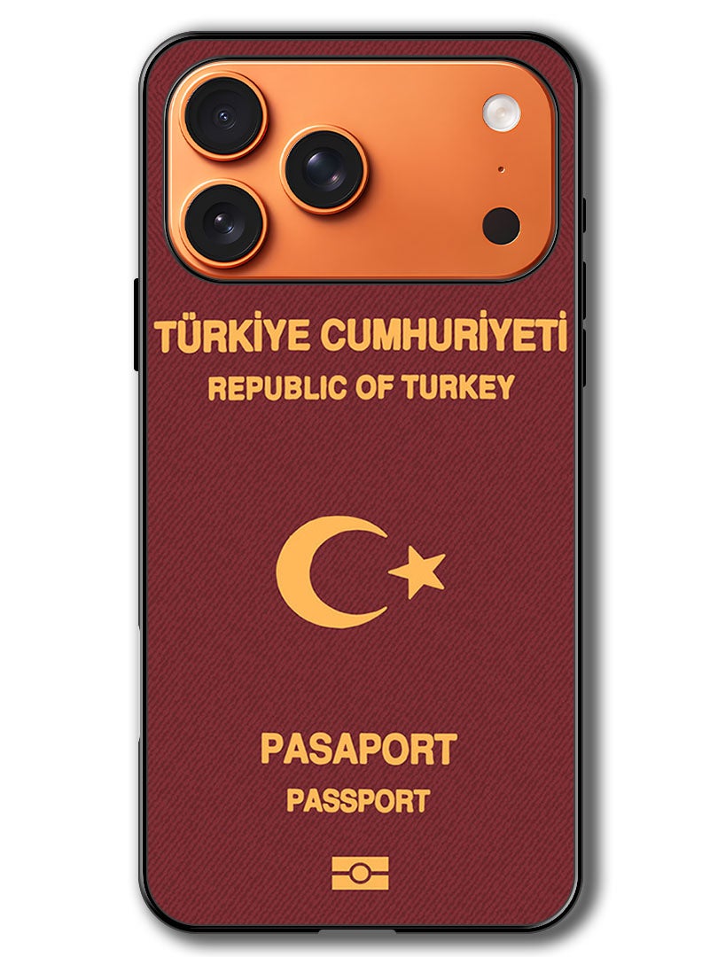 Theodor Case Compatible with Apple iPhone 17 Pro Max 6.9 Inch Protection Shockproof Bumper Cover Turkey Passport - Image 1