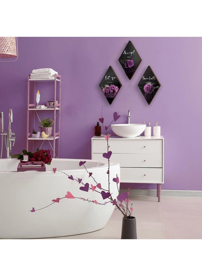 ZINYAZHE 3 Pcs Purple Wall Decor Inspirational Purple Rose Bathroom Decor Wooden Purple Wall Art Office Wall Decor with Accept Let Go Have Faith Sign for Girl Women Living Room Bedroom(Purple Rose 12 x 7 Inch) - Image 4