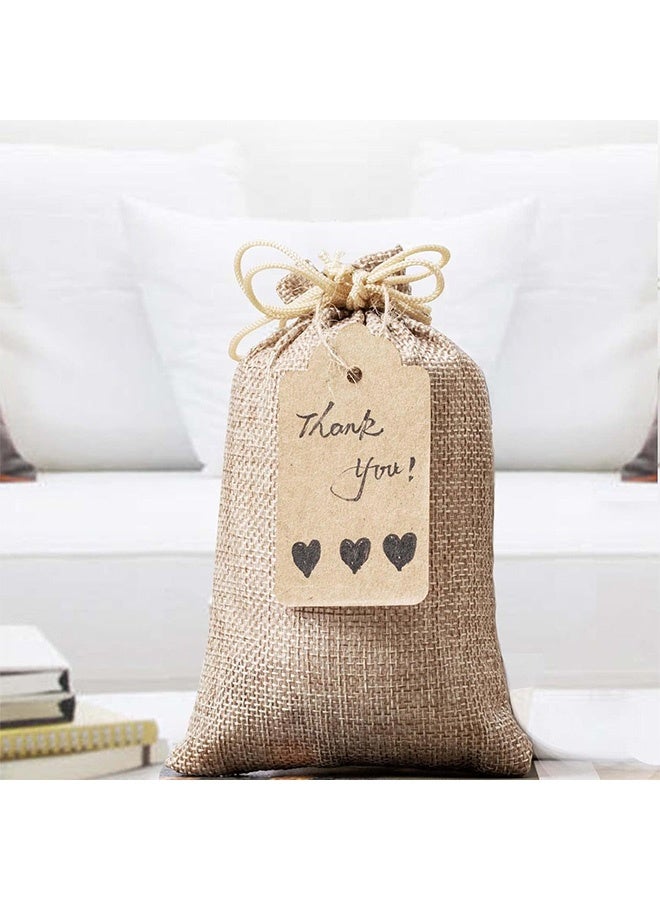 Quantum 25 PCS Premium Burlap Gift Bags With Drawstring And Gift Tags, Kraft Paper Gift Tags with Drawstring, Reusable Gift Burlap Linen Sacks Bag for Wedding - Image 4