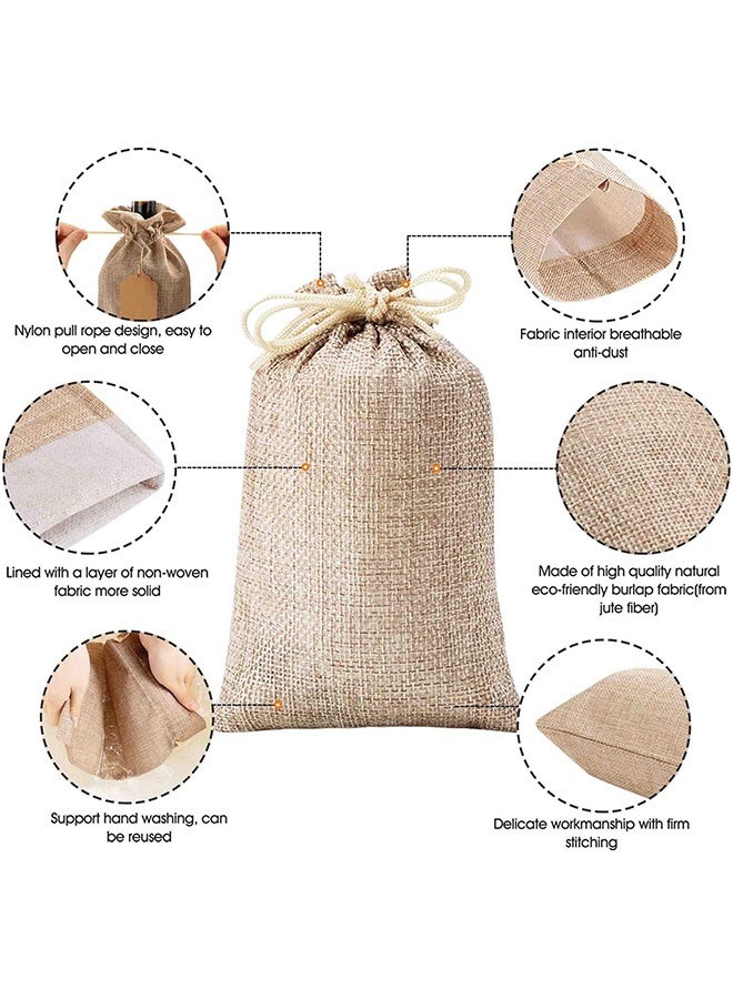 Quantum 25 PCS Premium Burlap Gift Bags With Drawstring And Gift Tags, Kraft Paper Gift Tags with Drawstring, Reusable Gift Burlap Linen Sacks Bag for Wedding - Image 3