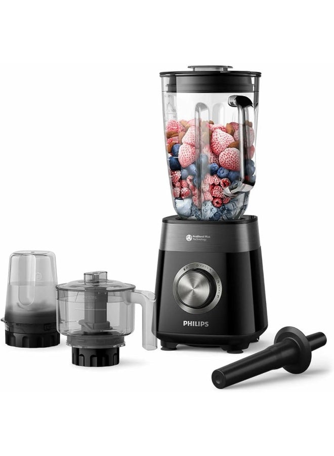 5000 Series Blender,3 Speed+ Pulse, ProBlend Plus Technology, Chopper & Mill Attachment 2 L 1200 W HR3033/00 Black