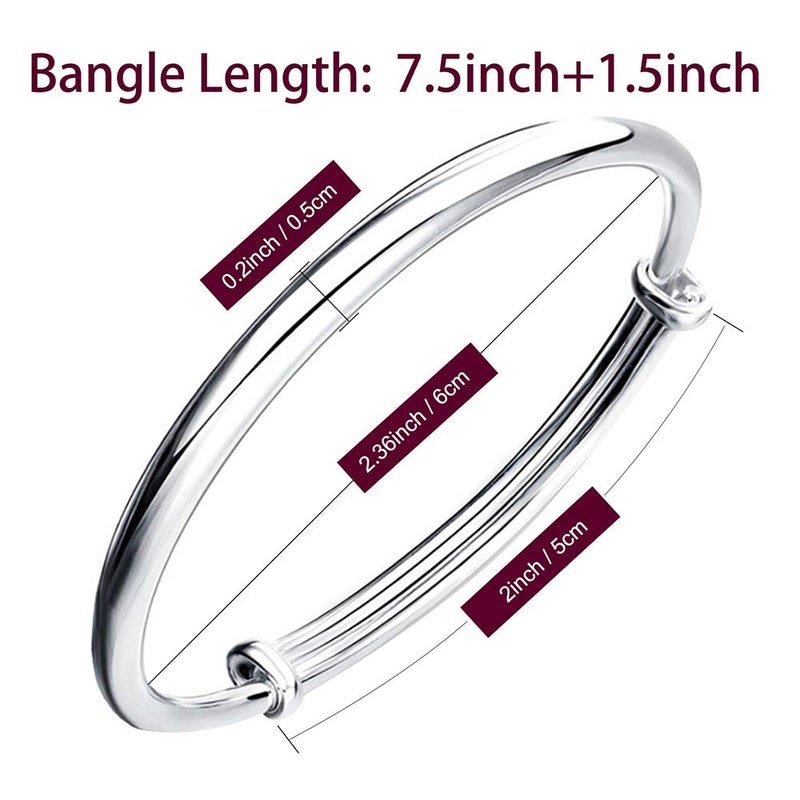 SOSUO Fashion Women Jewelry Solid 925 Sterling Bangle Bracelet Gift, Silver, (9inch) - Image 2