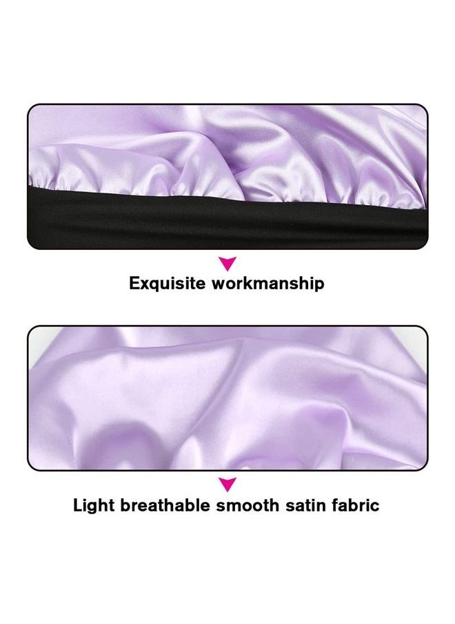 sent hair Long Satin Bonnet for Kids Silky Sleep Cap for Long Curly Hair Double Layers Sleep Bonnet Elastic Band Hair Bonnet for Child Teen Lilac Purple  - Image 4