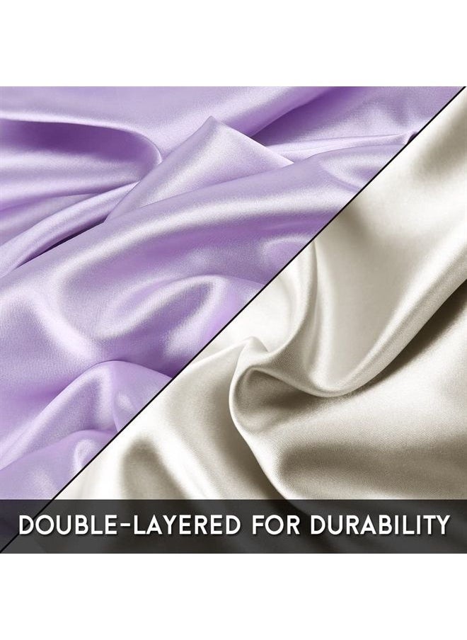 sent hair Long Satin Bonnet for Kids Silky Sleep Cap for Long Curly Hair Double Layers Sleep Bonnet Elastic Band Hair Bonnet for Child Teen Lilac Purple  - Image 5