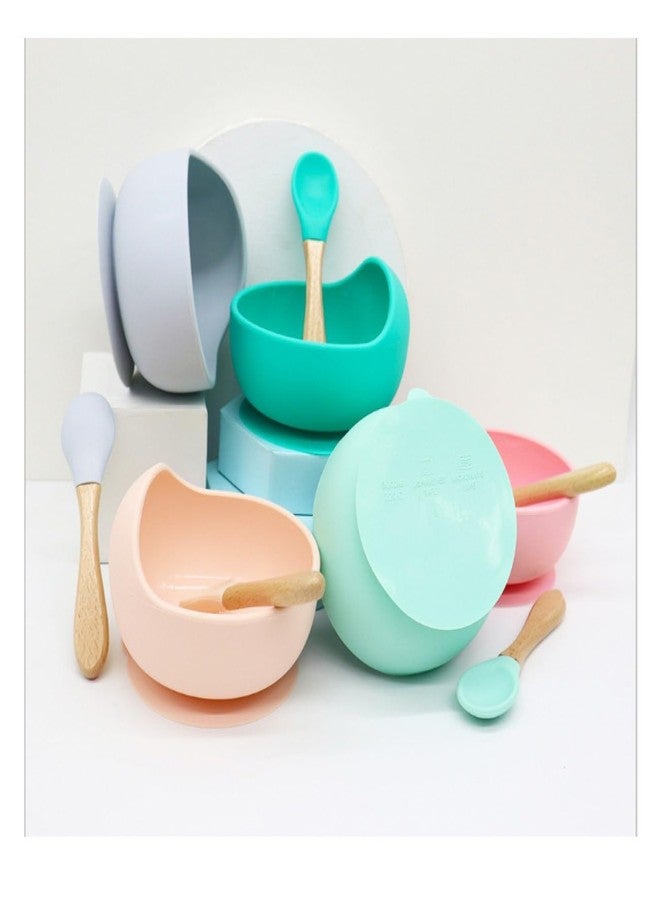 CEPLO Silicone Baby Bowl with Wooden Spoon, Suction Base, BPA-Free, Curved Walls for Self-Feeding, Dishwasher Safe Non-Slip, Non-Toxic, Bpa Free Silicone Baby Feeding Bowl (Green) - Image 5