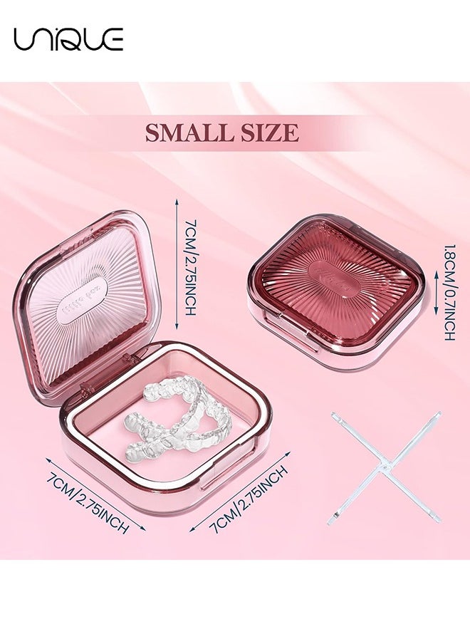 Unique 3 Portable Retainer Case, Slim Mouth Guard Container Creative Denture Case Square Oral Aligner Holder Dustproof Dental Braces Storage, 3 x 2.8in  - Image 2