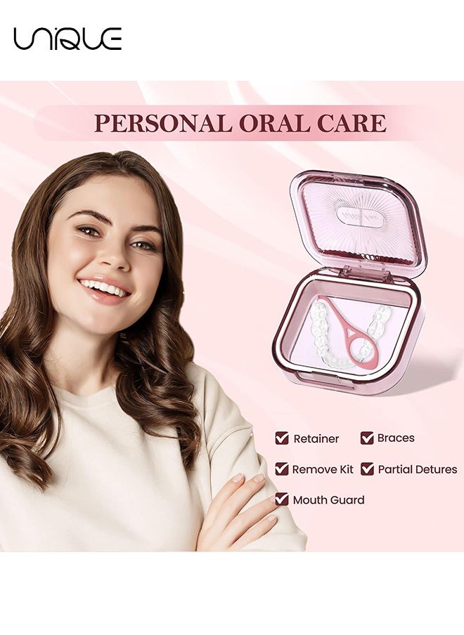 Unique 3 Portable Retainer Case, Slim Mouth Guard Container Creative Denture Case Square Oral Aligner Holder Dustproof Dental Braces Storage, 3 x 2.8in  - Image 4