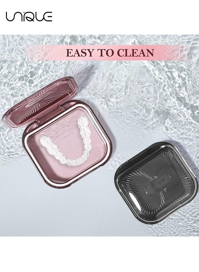Unique 3 Portable Retainer Case, Slim Mouth Guard Container Creative Denture Case Square Oral Aligner Holder Dustproof Dental Braces Storage, 3 x 2.8in  - Image 5