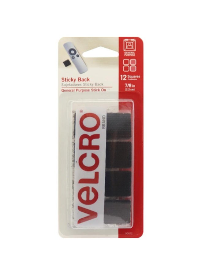 Velcro Sticky Back Adhesive Back Fastener Square22 X 22 mm Black - Image 1