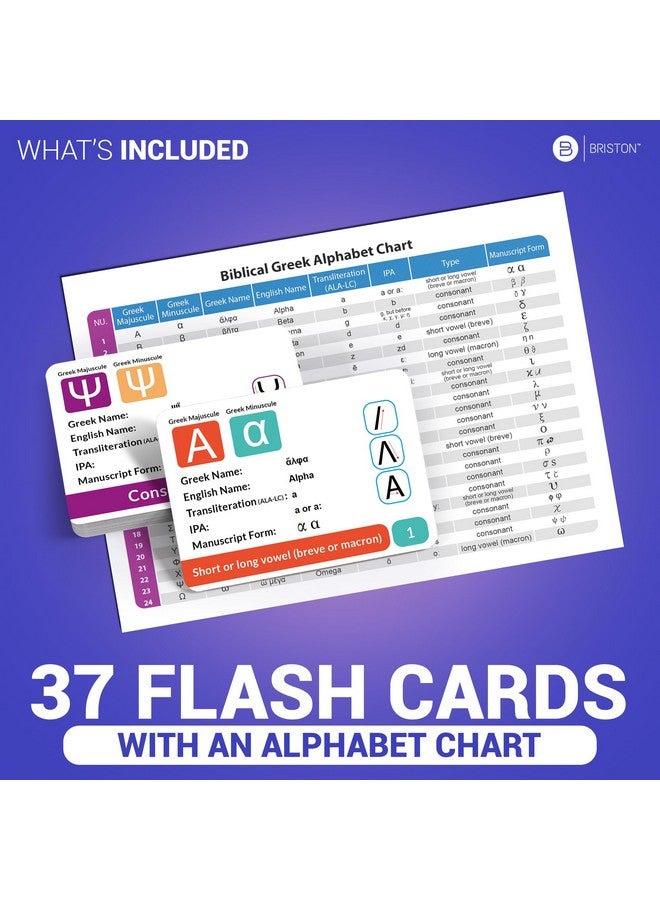Briston Biblical Greek Alphabet Flash Cards - Educational Language Learning Resource for Memory & Sight Words - Fun Game Play - Grade School, Classroom, or Homeschool Supply - Briston Brand  - Image 4