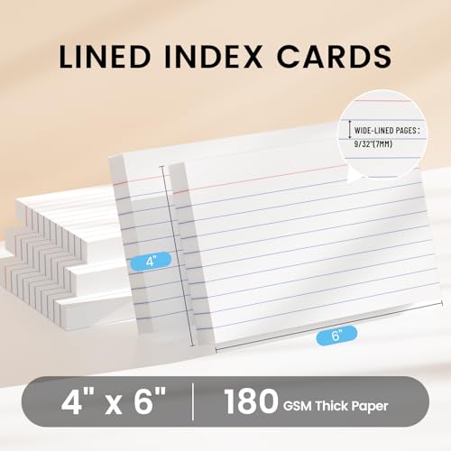 Ciphyfee Index Cards 4x6, 200 Sheets, Ruled White Flash Cards for Effective Studying and Note-Taking, Premium Note Cards, Essential School Supplies for College & Office, Home Organization & Study Supplies - Image 2