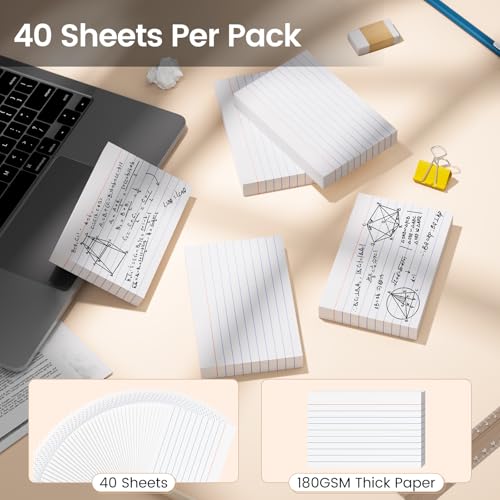 Ciphyfee Index Cards 4x6, 200 Sheets, Ruled White Flash Cards for Effective Studying and Note-Taking, Premium Note Cards, Essential School Supplies for College & Office, Home Organization & Study Supplies - Image 4