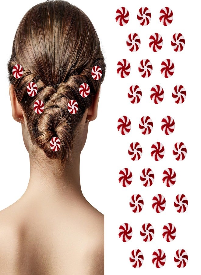 BkeeCten Candy Cane Hair Clips - 30 Pcs Red White Peppermint Snap Candy Cane Thin Thick Snap Hair Claw Clips Styling Sectioning Accessories No Bend Crease Non Slip Strong Hold Ideal Gifts Women Girls - Image 1