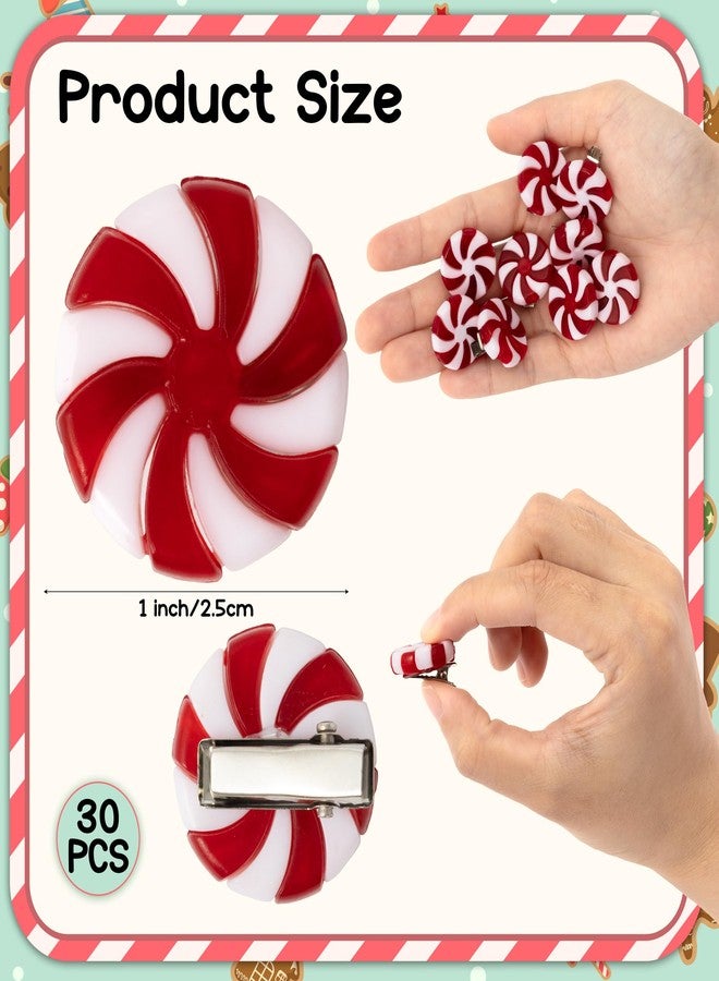 BkeeCten Candy Cane Hair Clips - 30 Pcs Red White Peppermint Snap Candy Cane Thin Thick Snap Hair Claw Clips Styling Sectioning Accessories No Bend Crease Non Slip Strong Hold Ideal Gifts Women Girls - Image 2