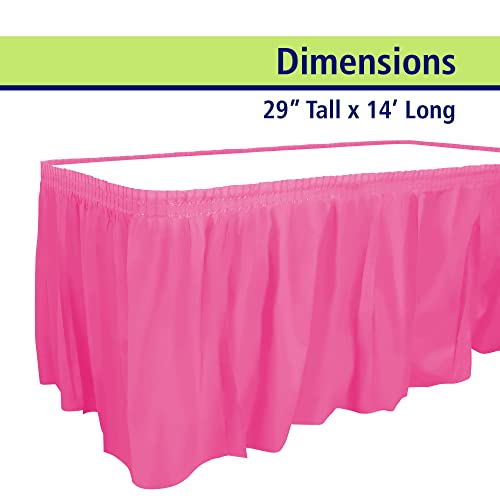 Party Dimensions Plastic Table Skirt, 29-Inches by 14-Feet - Hot Pink - 1 Pack - Image 2