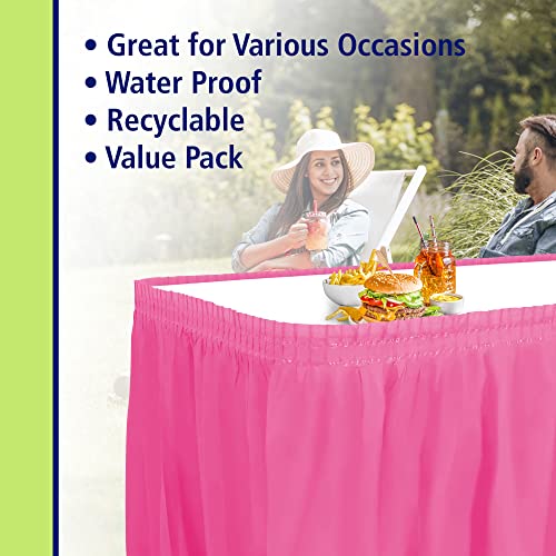 Party Dimensions Plastic Table Skirt, 29-Inches by 14-Feet - Hot Pink - 1 Pack - Image 3