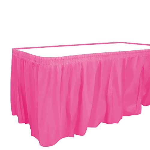 Party Dimensions Plastic Table Skirt, 29-Inches by 14-Feet - Hot Pink - 1 Pack - Image 1