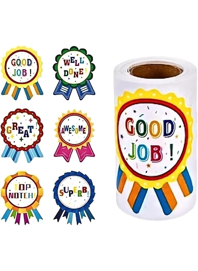 erorex 100Pcs Reward Stickers For Kids Incentive Stickers With 6 Medal Designs Teacher Supplies For Classroom Motivational Stickers For Students With Encouraging Words - Image 1