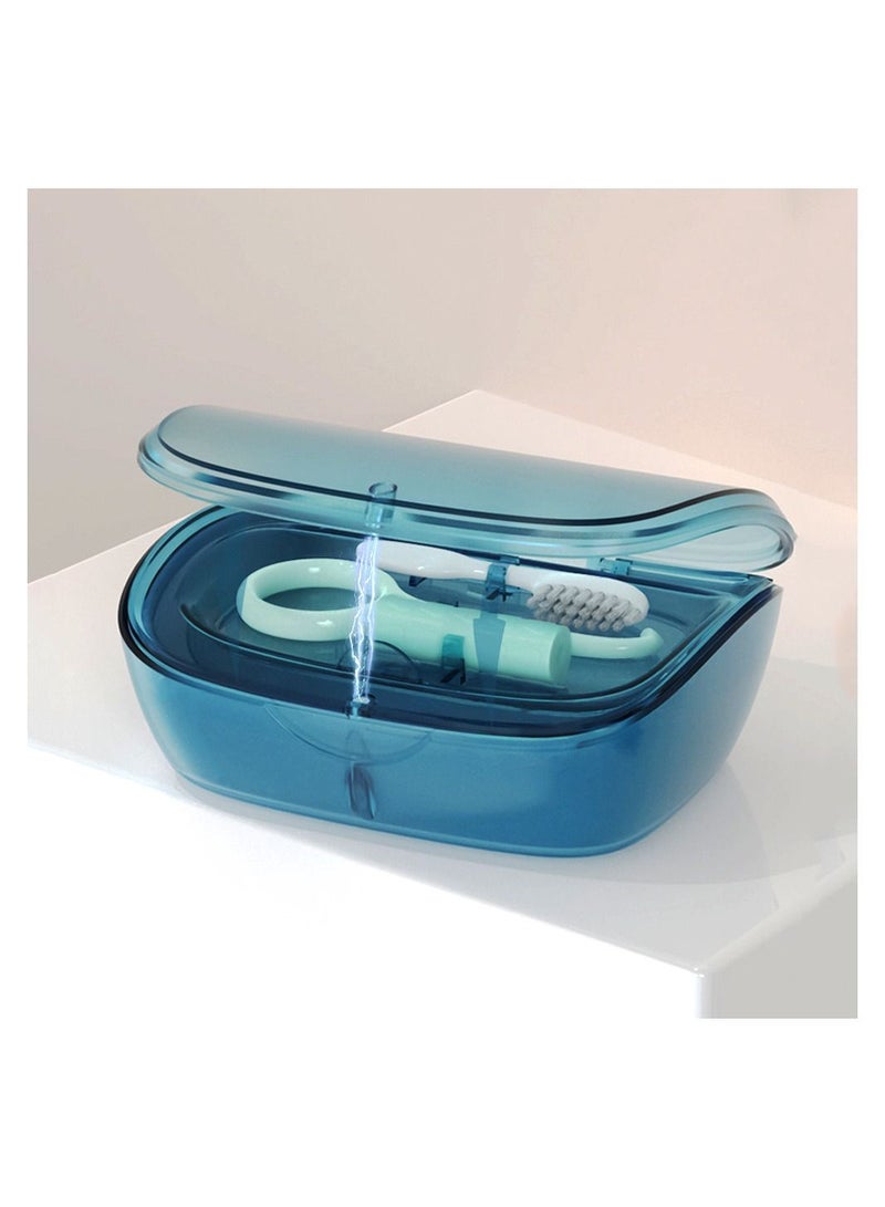 2-Tier Retainer Box Container, Partial Mouth Guard Container Case Denture Orthodontic Storage Boxes Navy