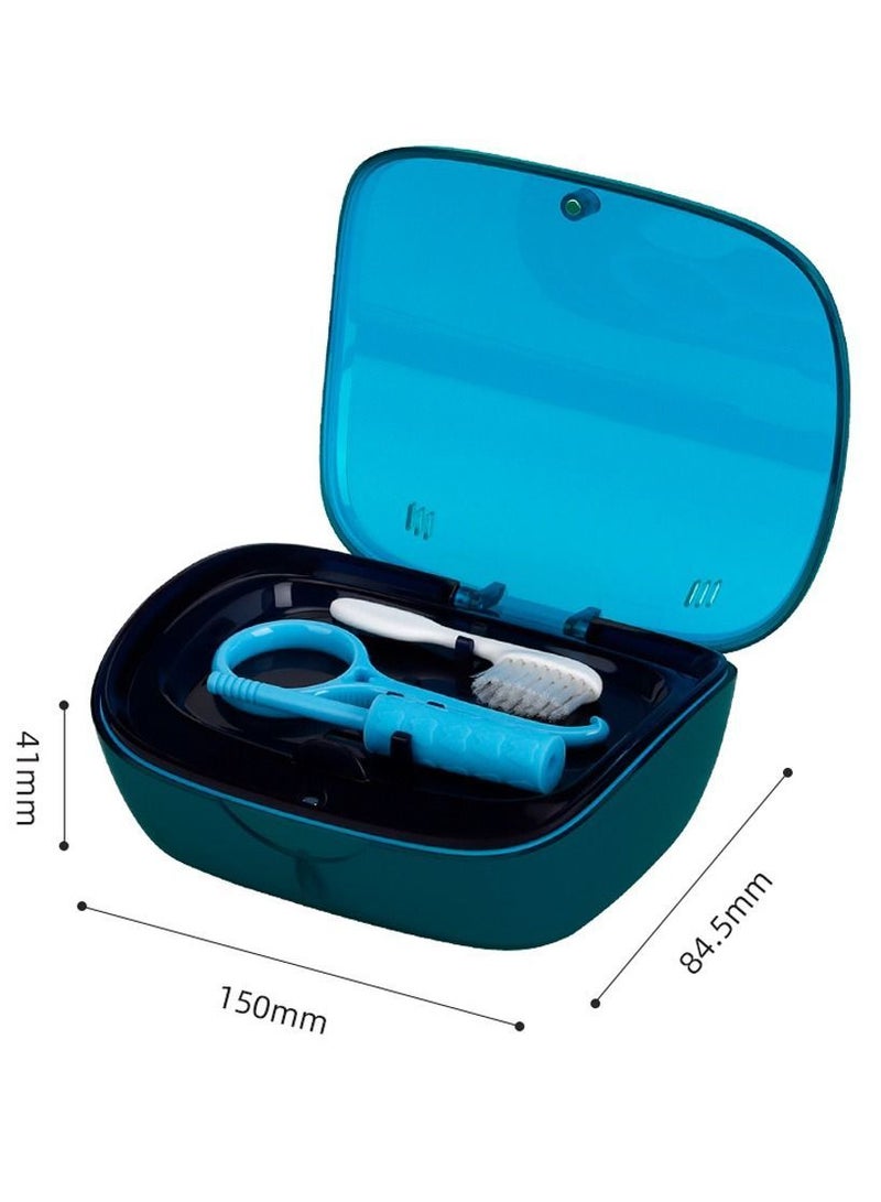 2-Tier Retainer Box Container, Partial Mouth Guard Container Case Denture Orthodontic Storage Boxes Navy