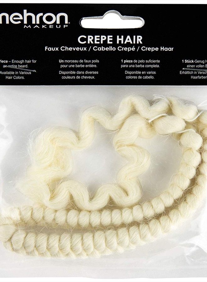 mehron Makeup Crepe Hair 12-inch Braid (White) - Image 4