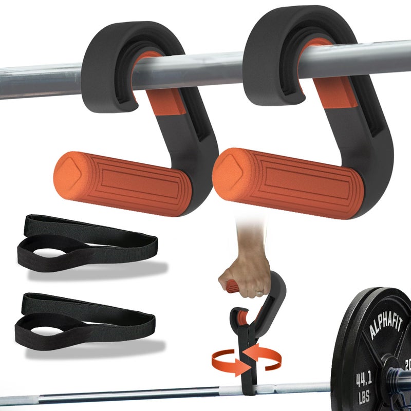 Folaps Pull Up Handles Neutral Grip: Portable Barbell Grip with 2 Detachable Straps for Cable Machine LAT Pull Down T-bar Row Deadlift Shrug - Image 1