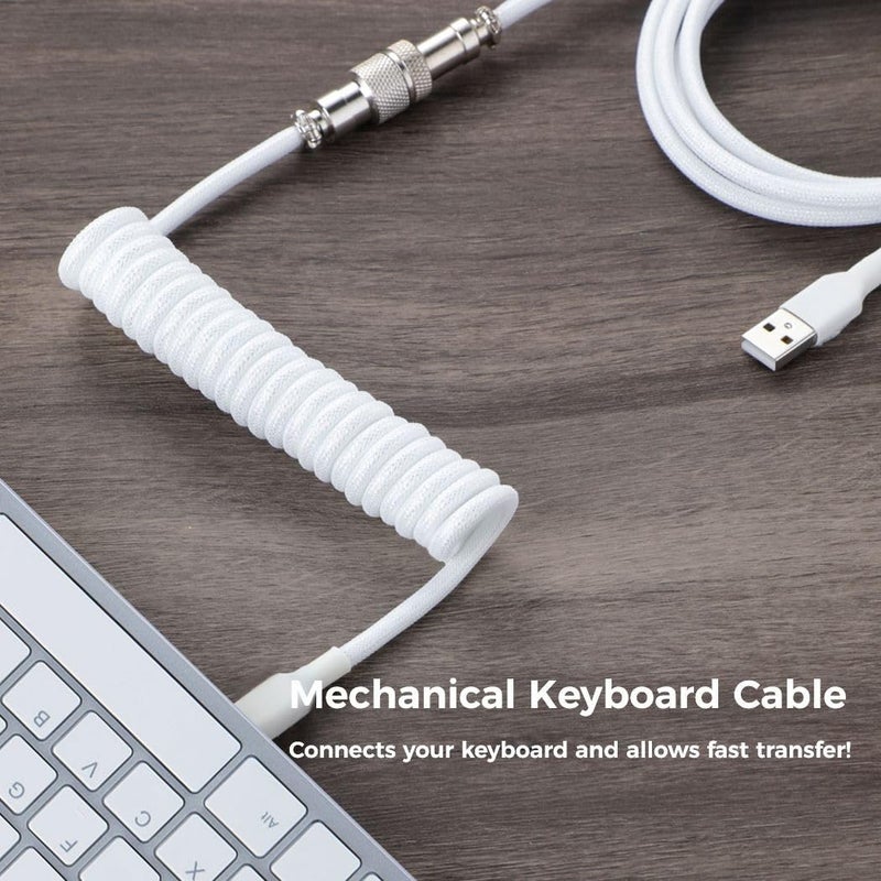 9.84Ft Nylon Coiled Keyboard Cable – Double Sleeved Gaming Keyboard Cord - Image 3