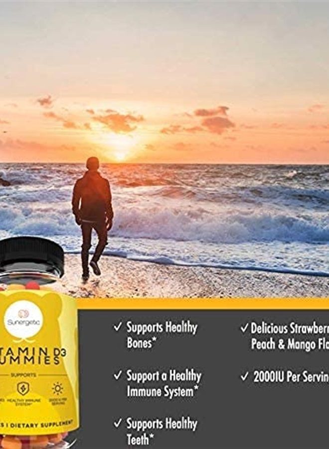 Sunergetic Premium Vitamin D3 Gummies – Powerful Vitamin D Gummies to Support Healthy Bones, Mood & Immune System – 2000 IU of Vitamin D3 per Serving – 60 D3 Gummies - Image 4