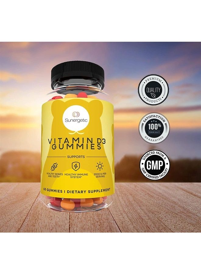 Sunergetic Premium Vitamin D3 Gummies – Powerful Vitamin D Gummies to Support Healthy Bones, Mood & Immune System – 2000 IU of Vitamin D3 per Serving – 60 D3 Gummies - Image 5