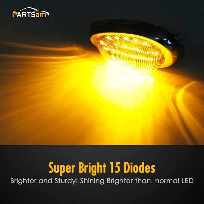 Partsam 2Pcs 6" Amber Sleeper Cab LED Side Marker/Turn Led Light Clearance Surface Mount 15 LED Replacement for Freightliner Century/Columbia Amber Oval Side Marker and Turn Signal Sealed Light - Image 4
