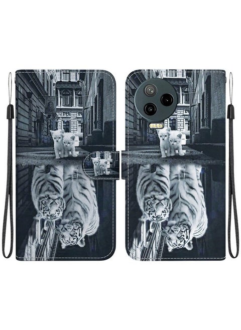 Case Cover For For Infinix Note 12 Pro 4G Crystal Texture Colored Drawing Leather Phone Case(Cat Tiger Reflection)