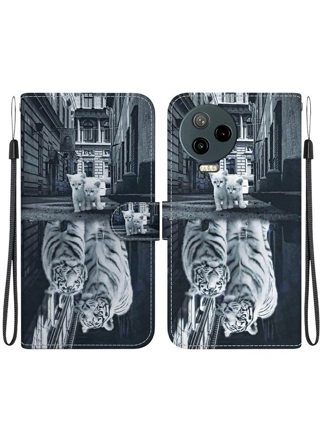 HuHa - Case Cover For For Infinix Note 12 Pro 4G Crystal Texture Colored Drawing Leather Phone Case(Cat Tiger Reflection) - Image 1