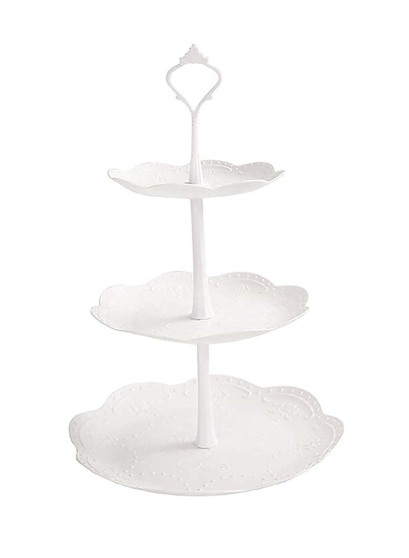 Y&D 3 Tier Cupcake Stand Plastic Tiered Serving Dessert Fruit Snack Tower Tray for Wedding Home Birthday Tea Party Baby Shower - Image 1