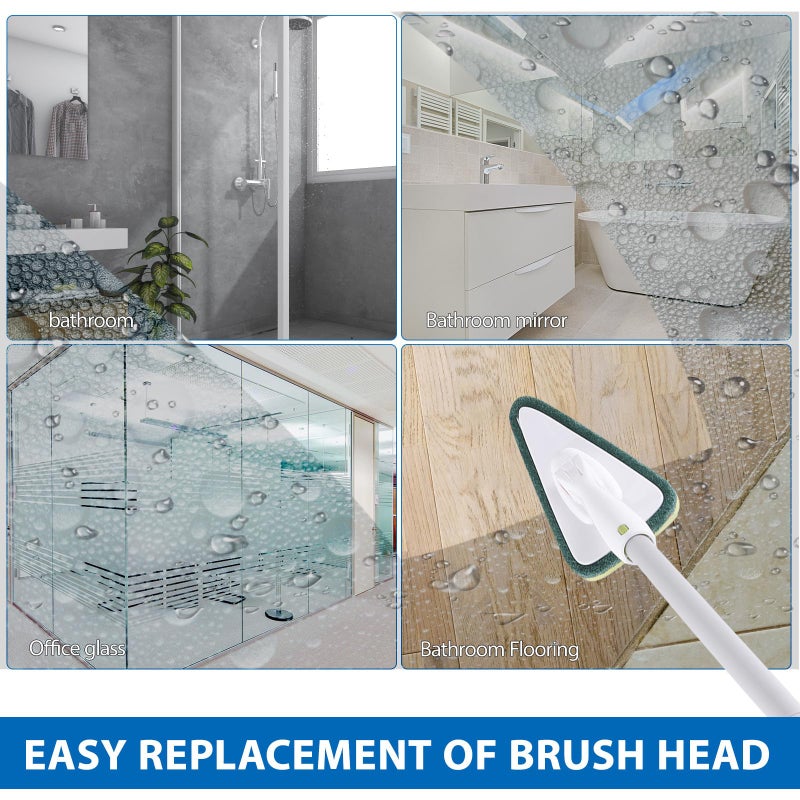 Bathroom Floor Scrubber Brush Set with 2 Tile Corner Brush Heads for Shower Bathtub Cleaning - Image 5