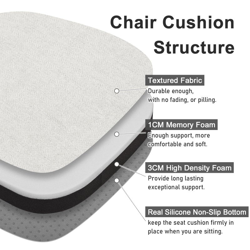 BAIBU baibu 14In Metal Chair Cushion with Ties  Set of 2 Non-Slip Metal Dining Chair Pads Kitchen Seat Cushions with Machine Washable Cover  14x14x1.5in  White - Image 2