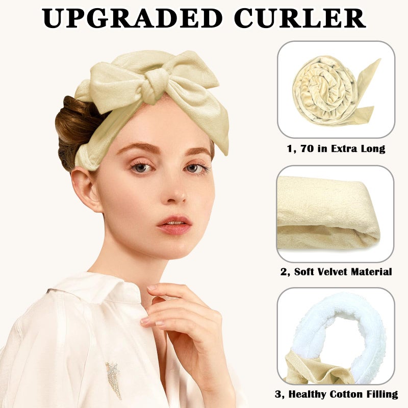 Gwabee Heatless Curls Overnight Hair Curler, 70" Soft Hair Curlers to Sleep In No Heat Curls Overnight, 9 PCS No Heat Curlers Set for Women - Champagne - Image 3