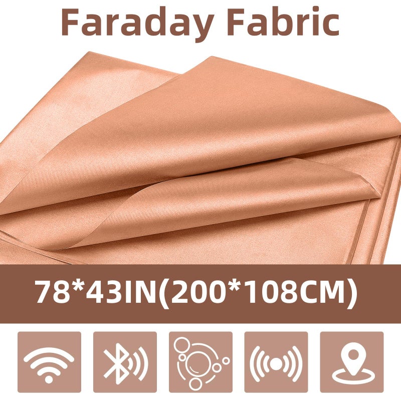 Amerthing Pure Copper Faraday Fabric RF & LF Electromagnetic Fields Gold Color Blocking Fabric 5 Meters (197"x43" inch) - Image 2